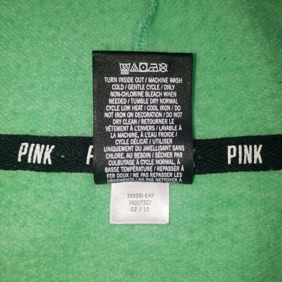 Victorias Secret PINK Bright Green Zip Front Hoodie Womens Size Large - Picture 8 of 9